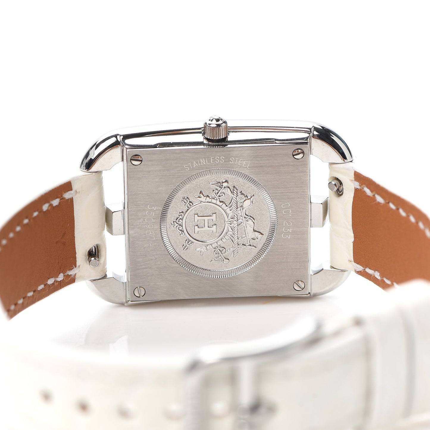 Stainless Steel Alligator Diamond Pink Sapphire Mother of Pearl 23mm Cape Cod Quartz Watch Blanc