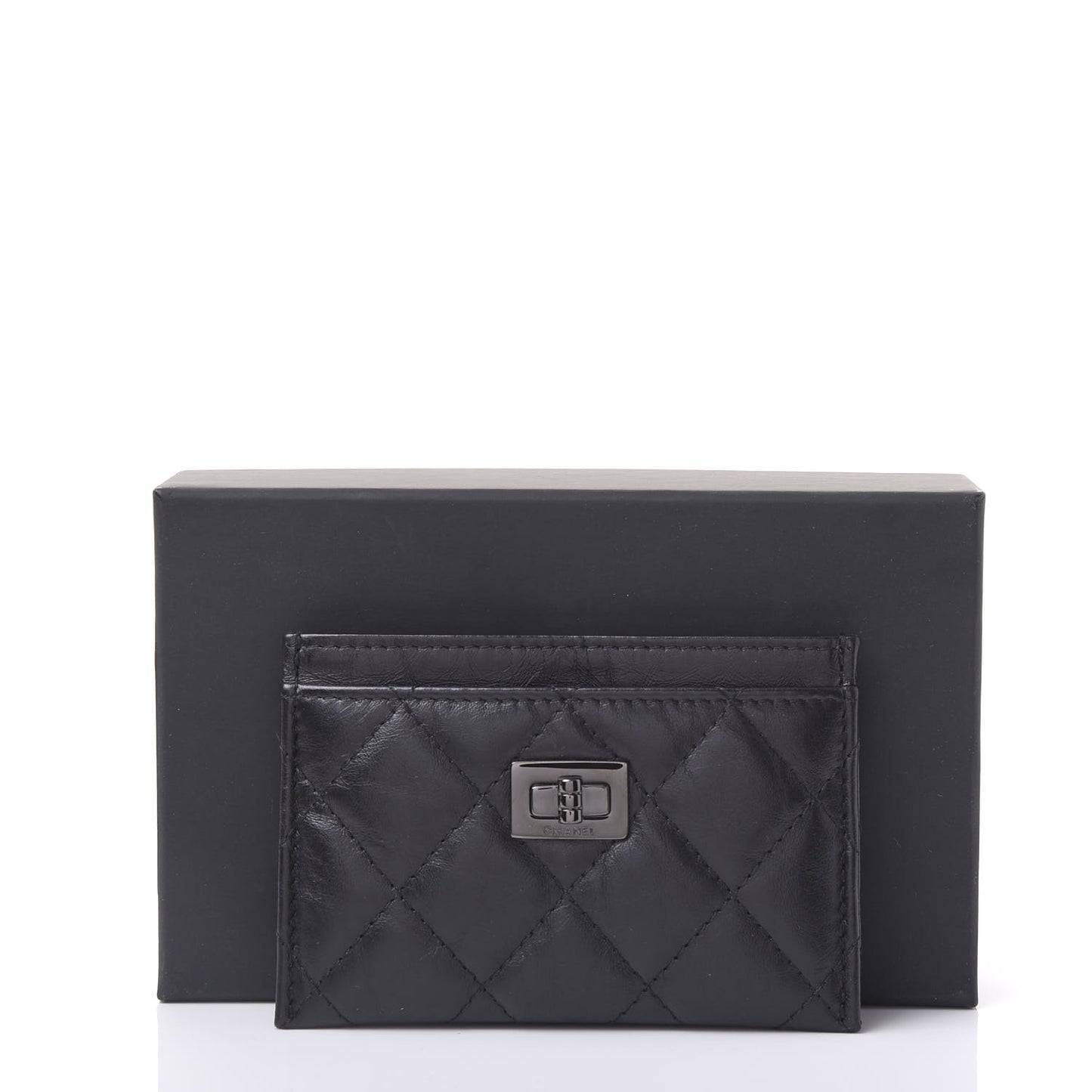 Aged Calfskin Quilted Reissue Card Holder So Black