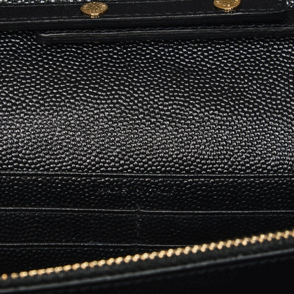 Saint Laurent Grain De Poudre Matelasse Chevron Monogram Chain Wallet Black 6 of 7