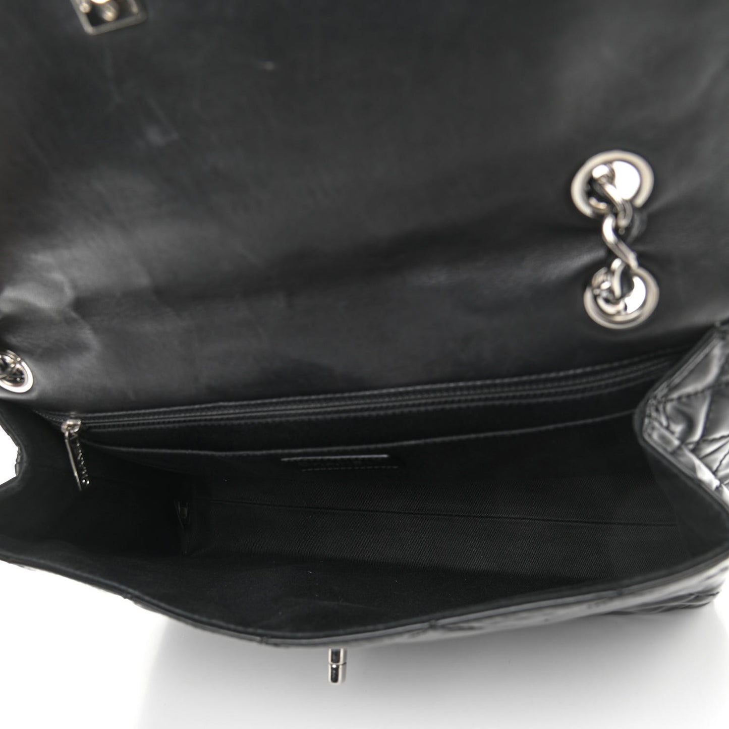 Vinyl Quilted In the Business Flap Bag Black