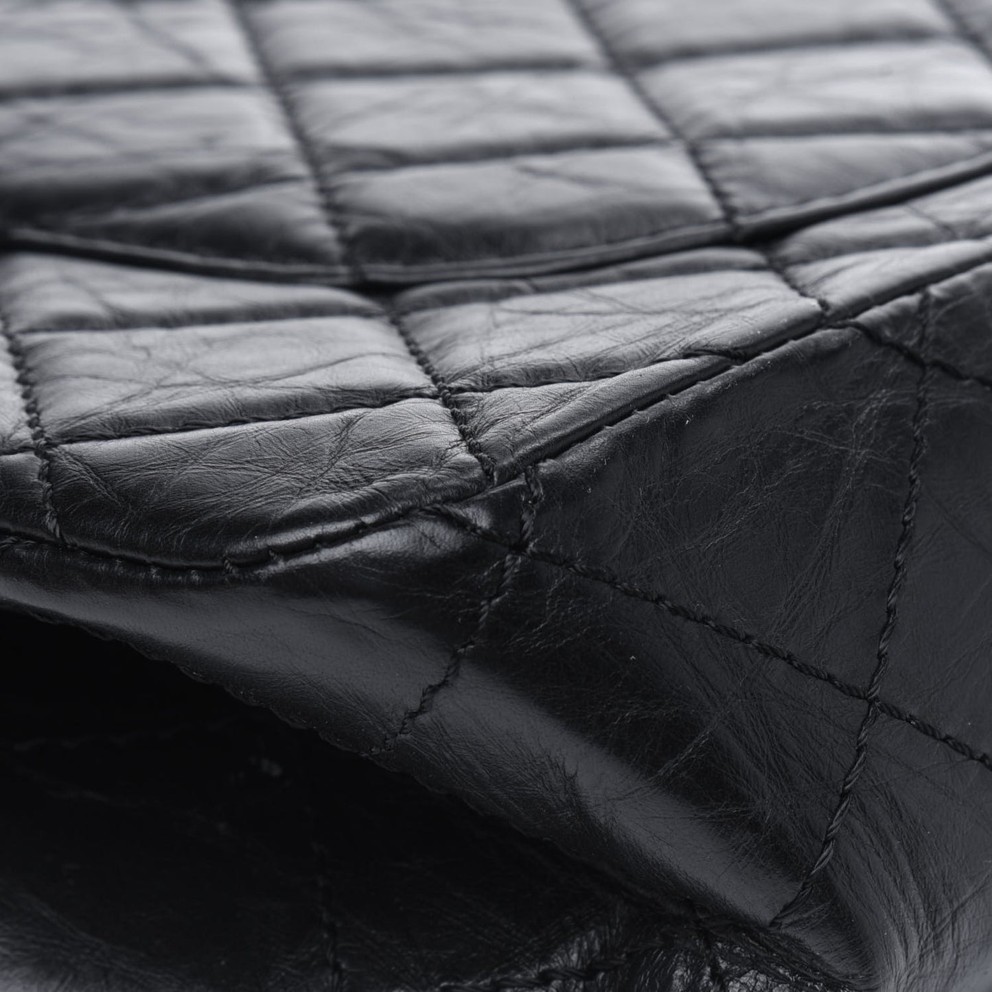 Aged Calfskin Quilted 2.55 Reissue 227 Flap Black