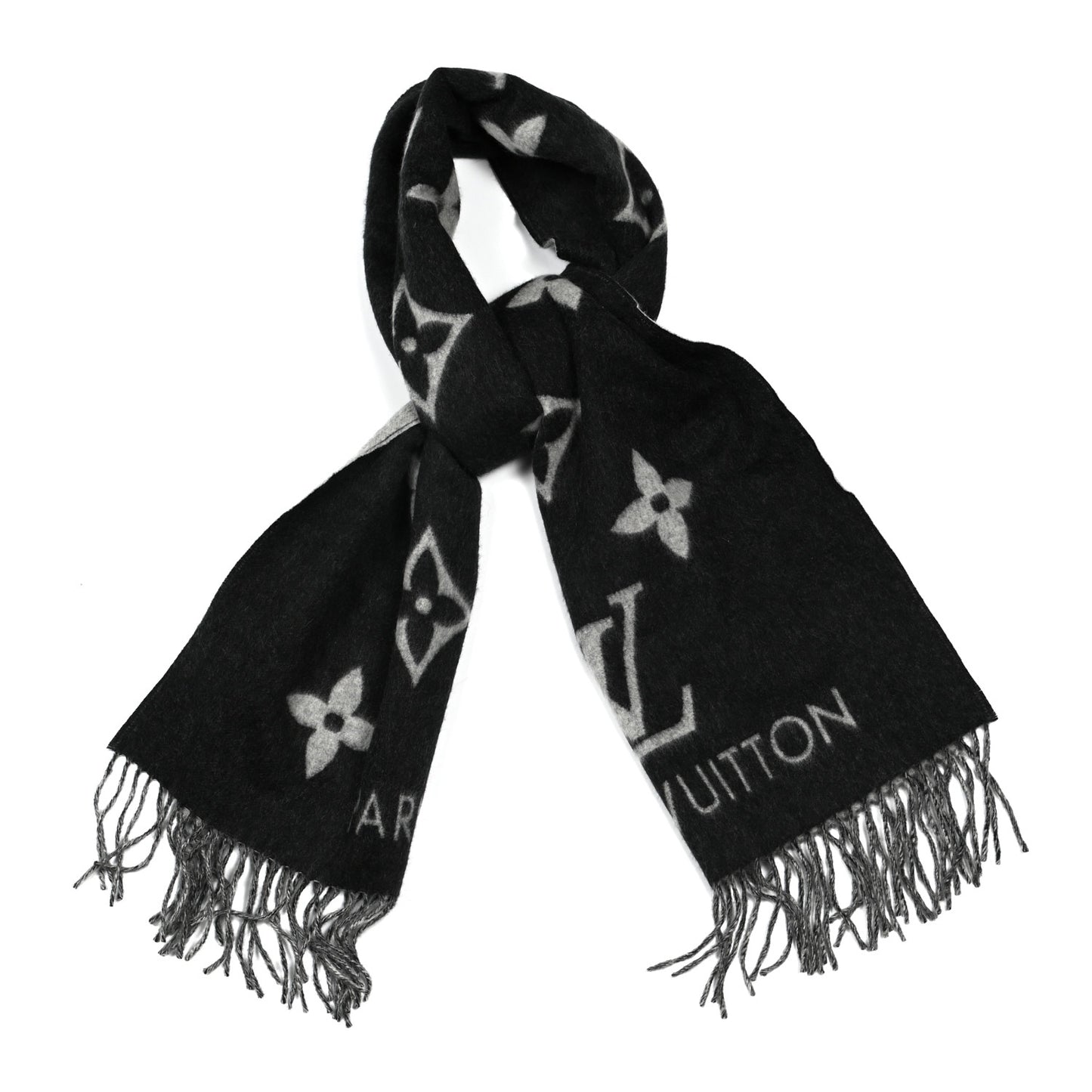 Cashmere Monogram Reykjavik Scarf Black