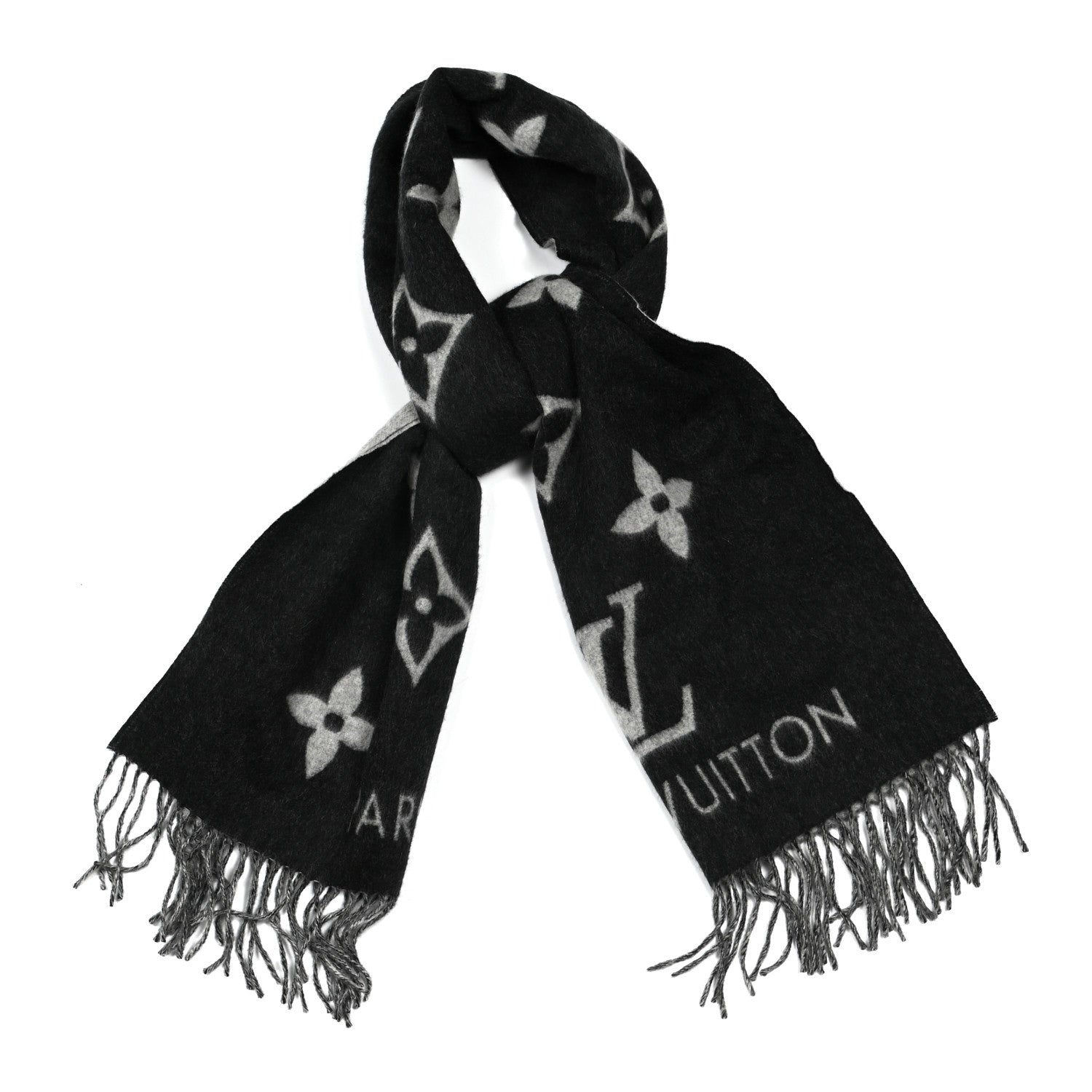 Louis Vuitton Cashmere Monogram Reykjavik Scarf Black 1 of 3