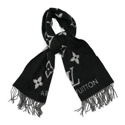 Louis Vuitton Cashmere Monogram Reykjavik Scarf Black 1 of 3