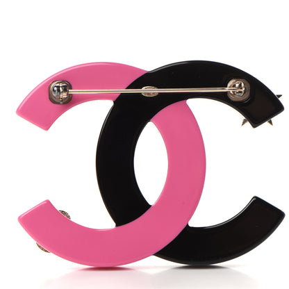 Chanel Resin Glitter CC Brooch Gold Pink Black Green 4 of 5