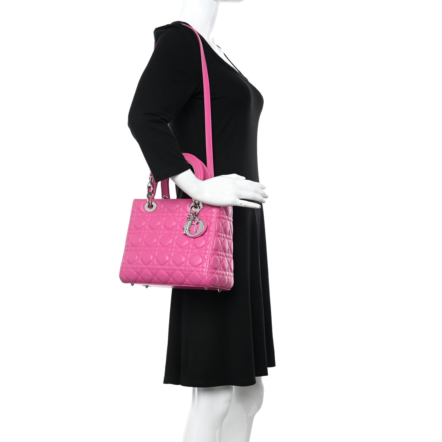 Lambskin Cannage Medium Lady Dior Pink