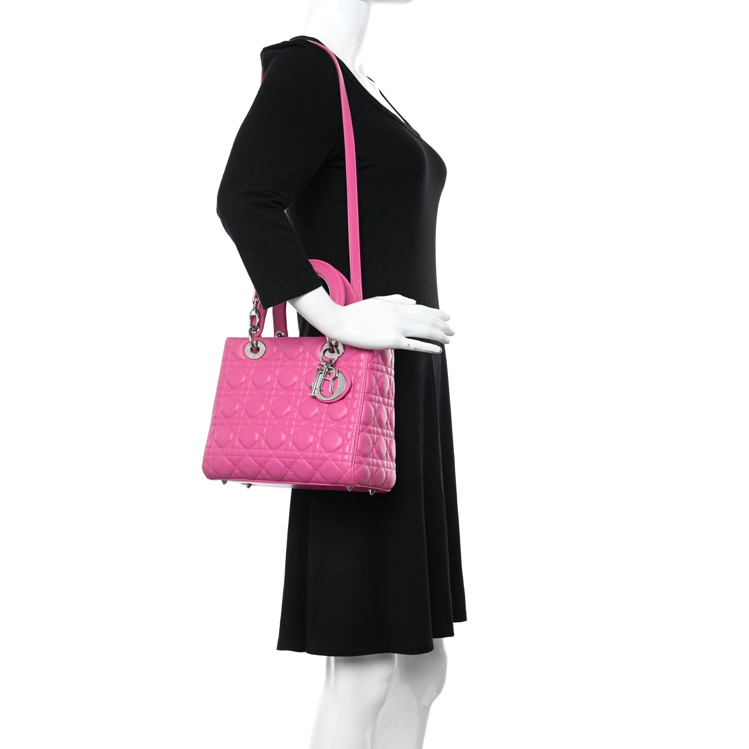 Christian Dior Lambskin Cannage Medium Lady Dior Pink 2 of 16