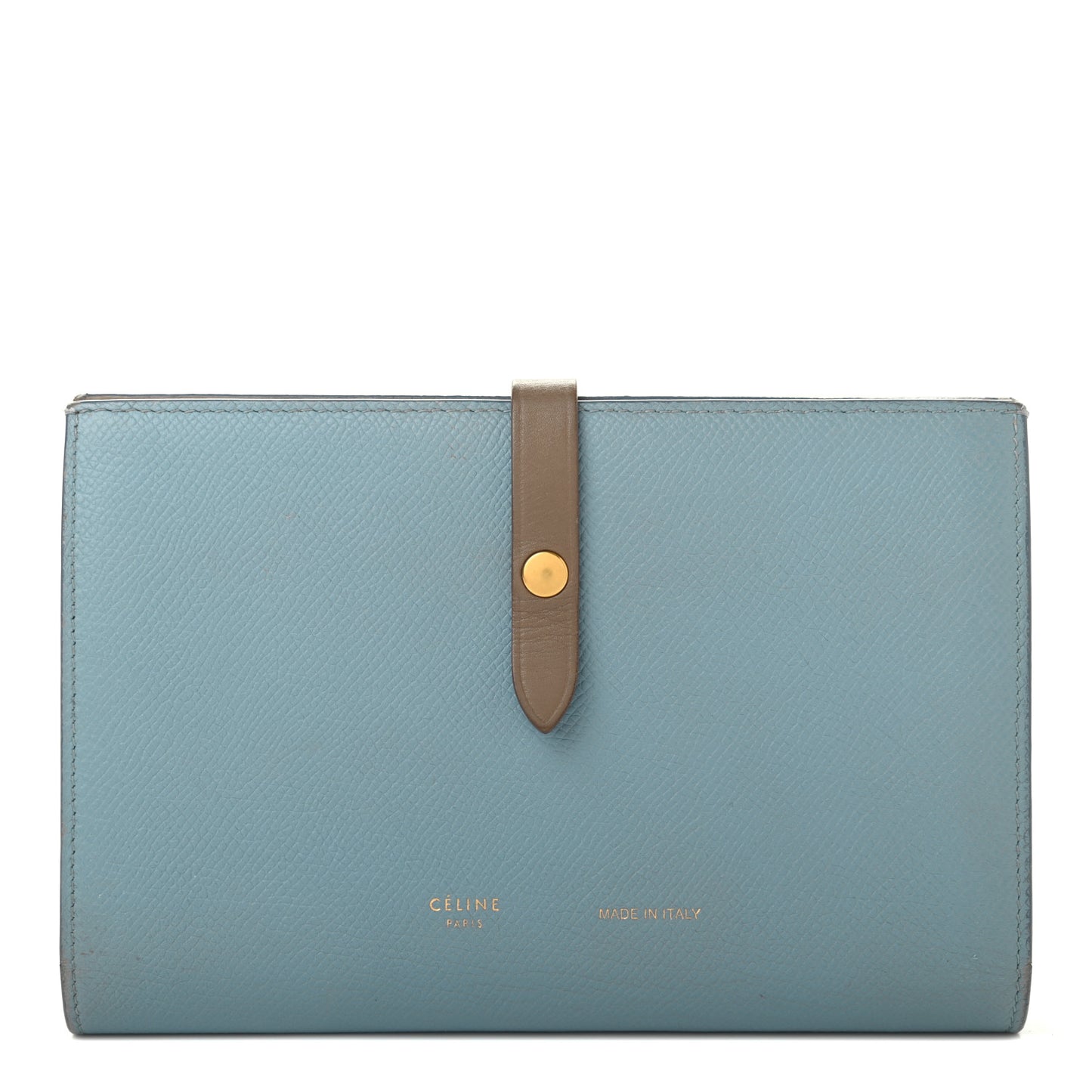 Grained Calfskin Large Multifunction Strap Wallet Porcelain