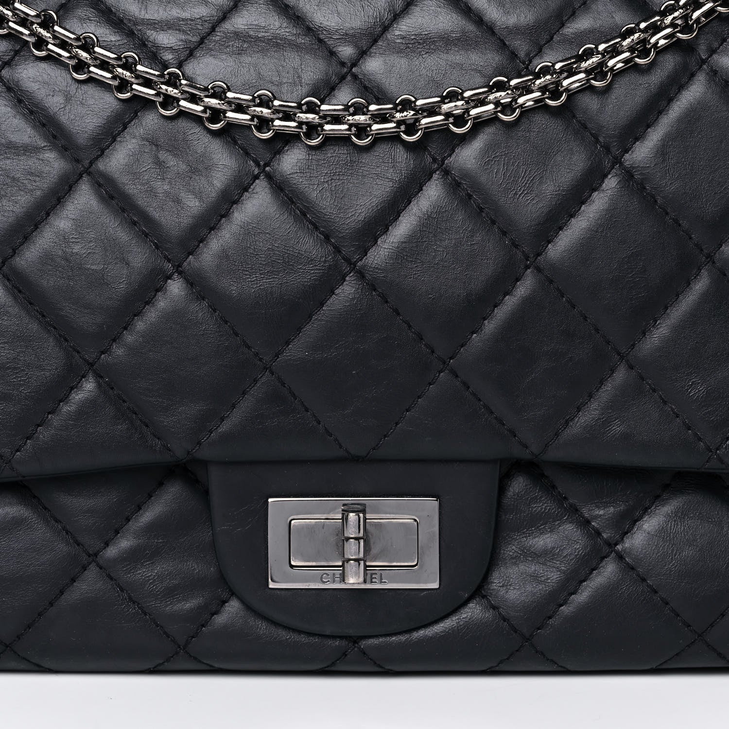 Chanel Aged Calfskin Quilted 2.55 Reissue 227 Flap Navy Blue 8 of 15