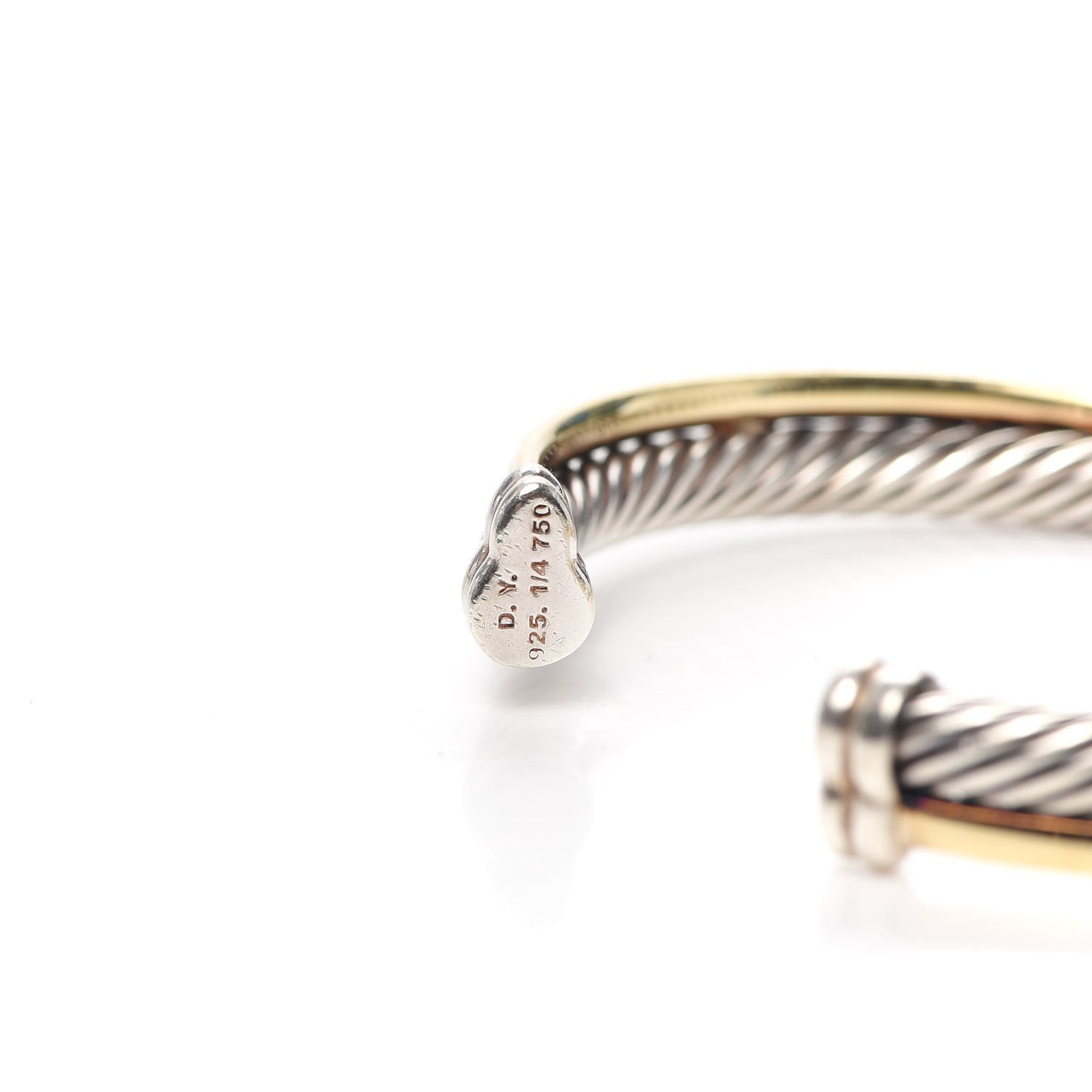 David Yurman Sterling Silver 18K Yellow Gold 5mm Crossover Cuff Bracelet 4 of 5