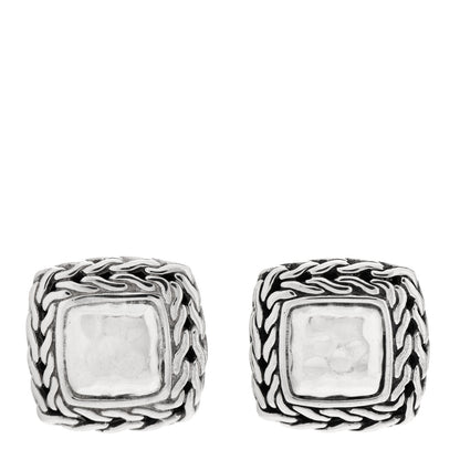 John Hardy Sterling Silver Classic Chain Square Hammered Stud Earrings 1 of 4