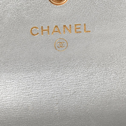 Chanel Metallic Lambskin Quilted Chanel 19 Flap Card Holder Silver 7 of 9