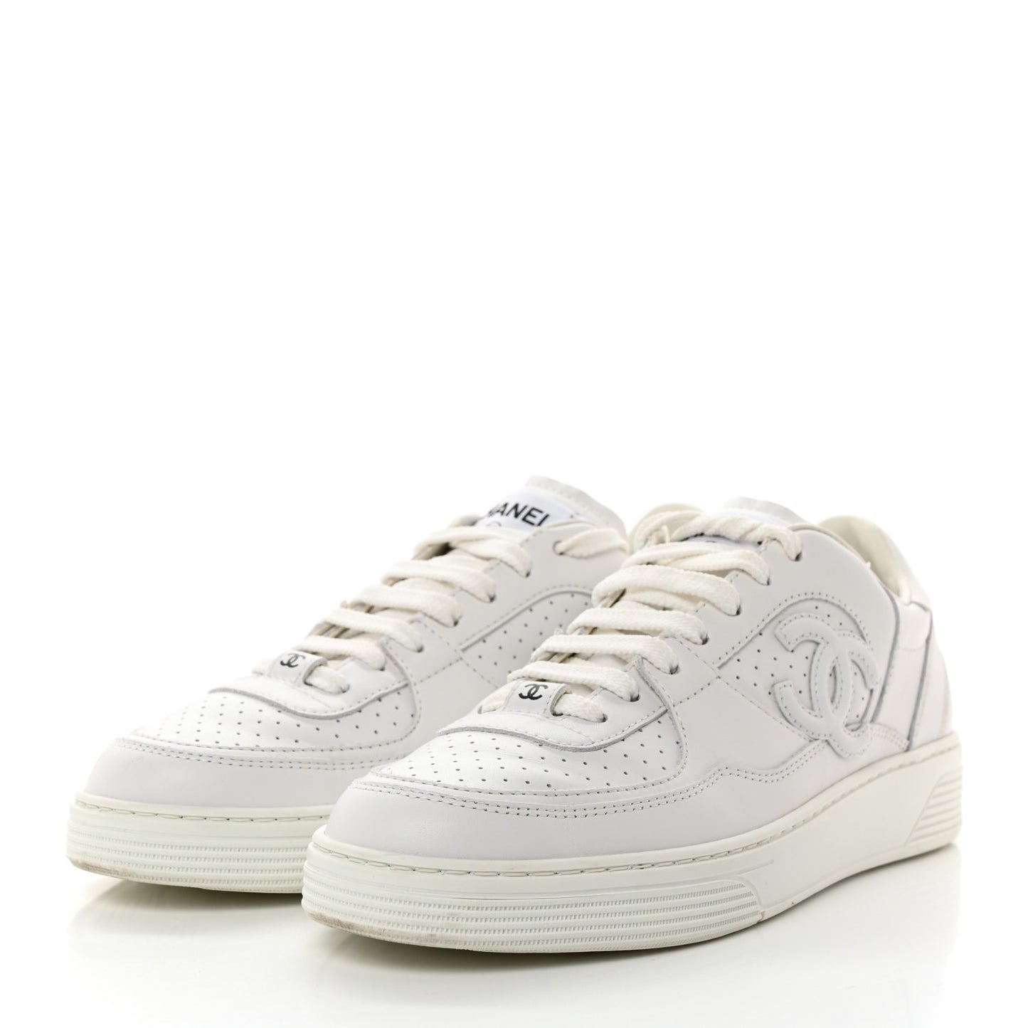 Calfskin CC Womens Sneakers 38 White