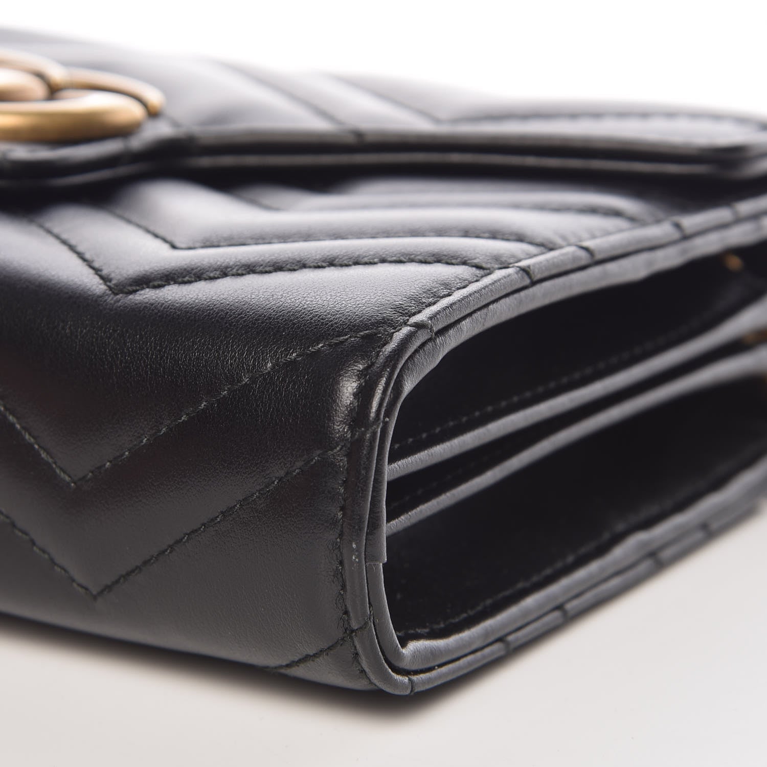 Gucci Calfskin Matelasse GG Marmont Chain Wallet Black 9 of 10