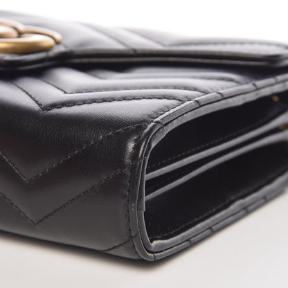 Gucci Calfskin Matelasse GG Marmont Chain Wallet Black 9 of 10