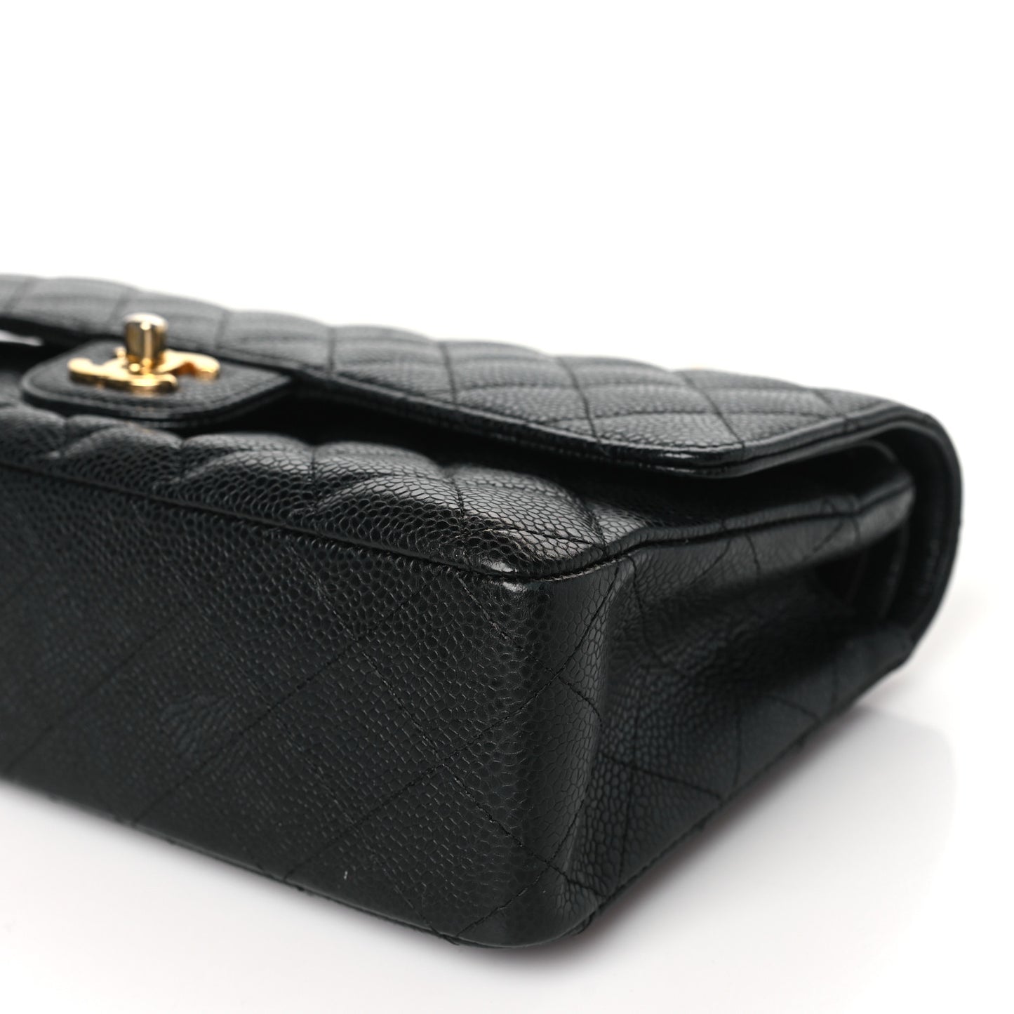 Caviar Quilted Medium Double Flap Black
