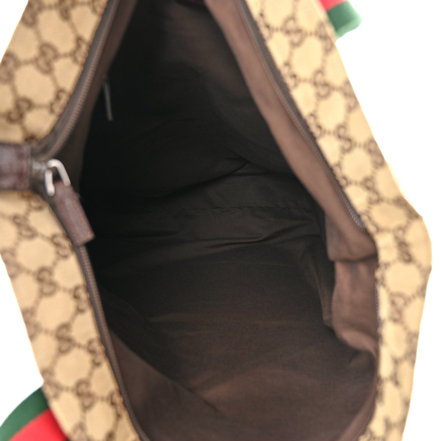 GG Monogram Large Web Handle Vertical Tote Dark Brown