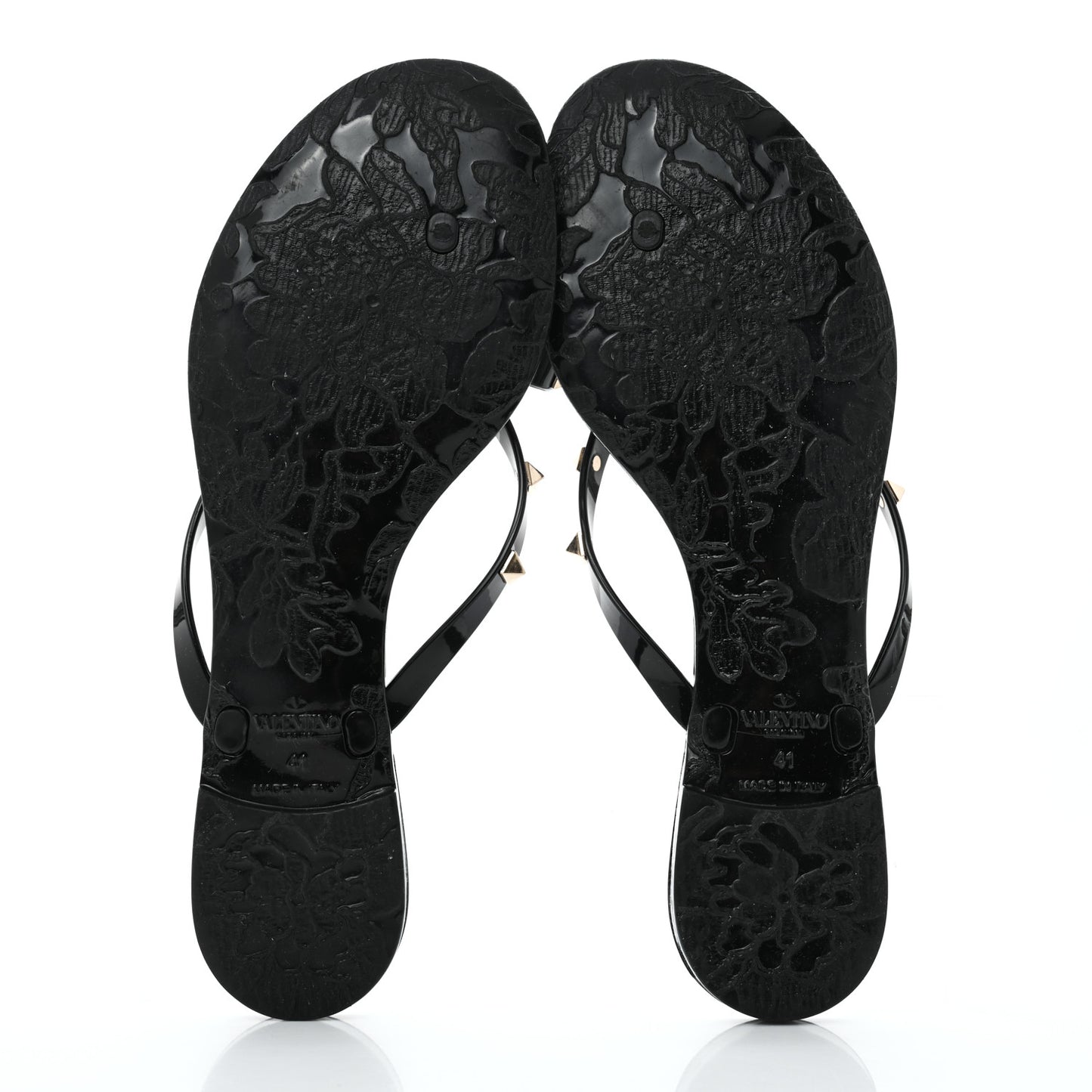 PVC Jelly Rockstud Bow Thong Sandals 41 Black