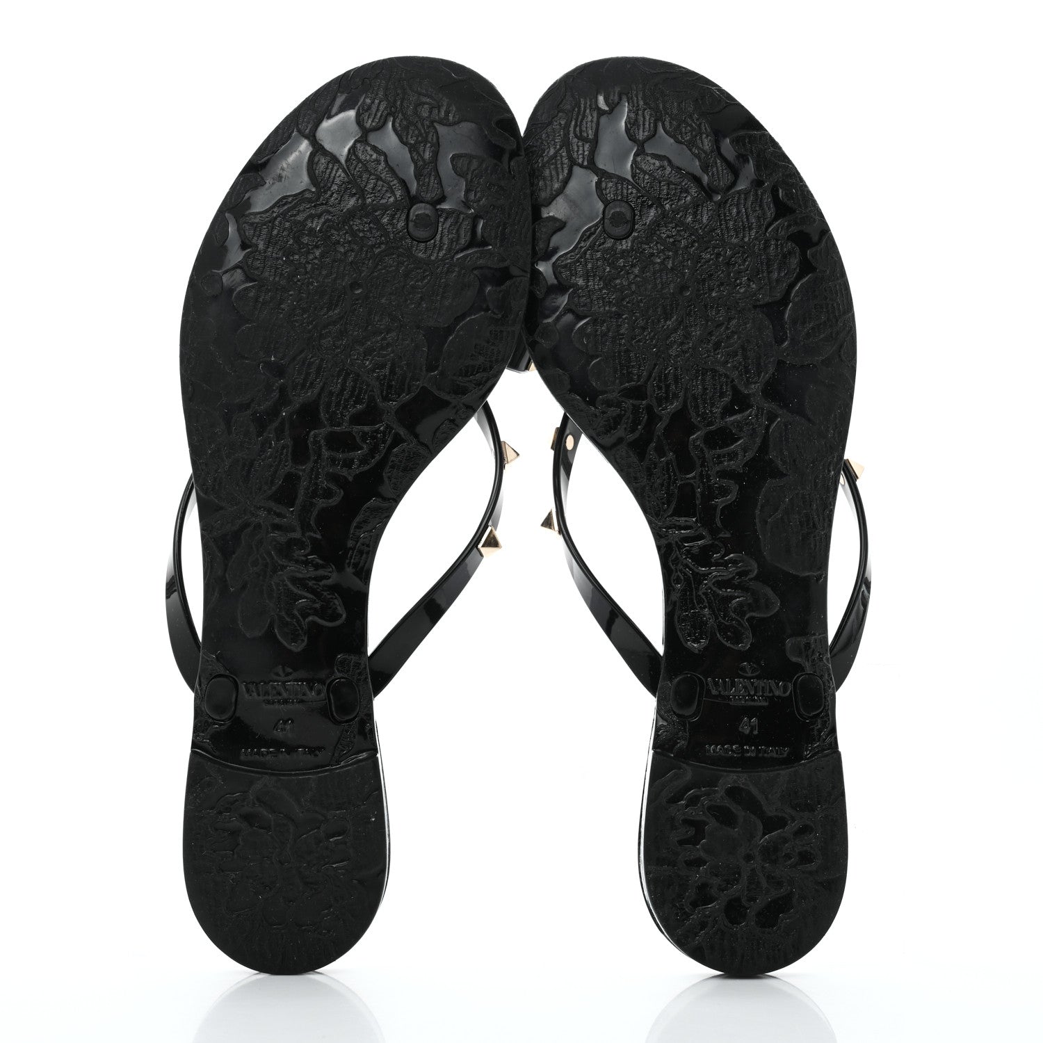 Valentino Garavani PVC Jelly Rockstud Bow Thong Sandals 41 Black 5 of 8