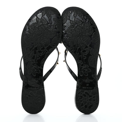 Valentino Garavani PVC Jelly Rockstud Bow Thong Sandals 41 Black 5 of 8