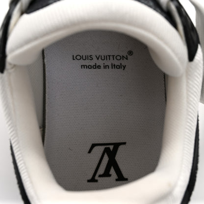 Louis Vuitton Calfskin Embossed Monogram Denim Womens LV Trainer Sneakers 38.5 Black 7 of 10