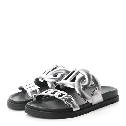 Hermes Nappa Extra Sandals 37.5 Gris Argent 2 of 8