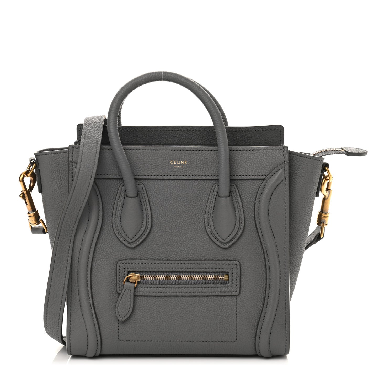Drummed Calfskin Nano Luggage Kohl