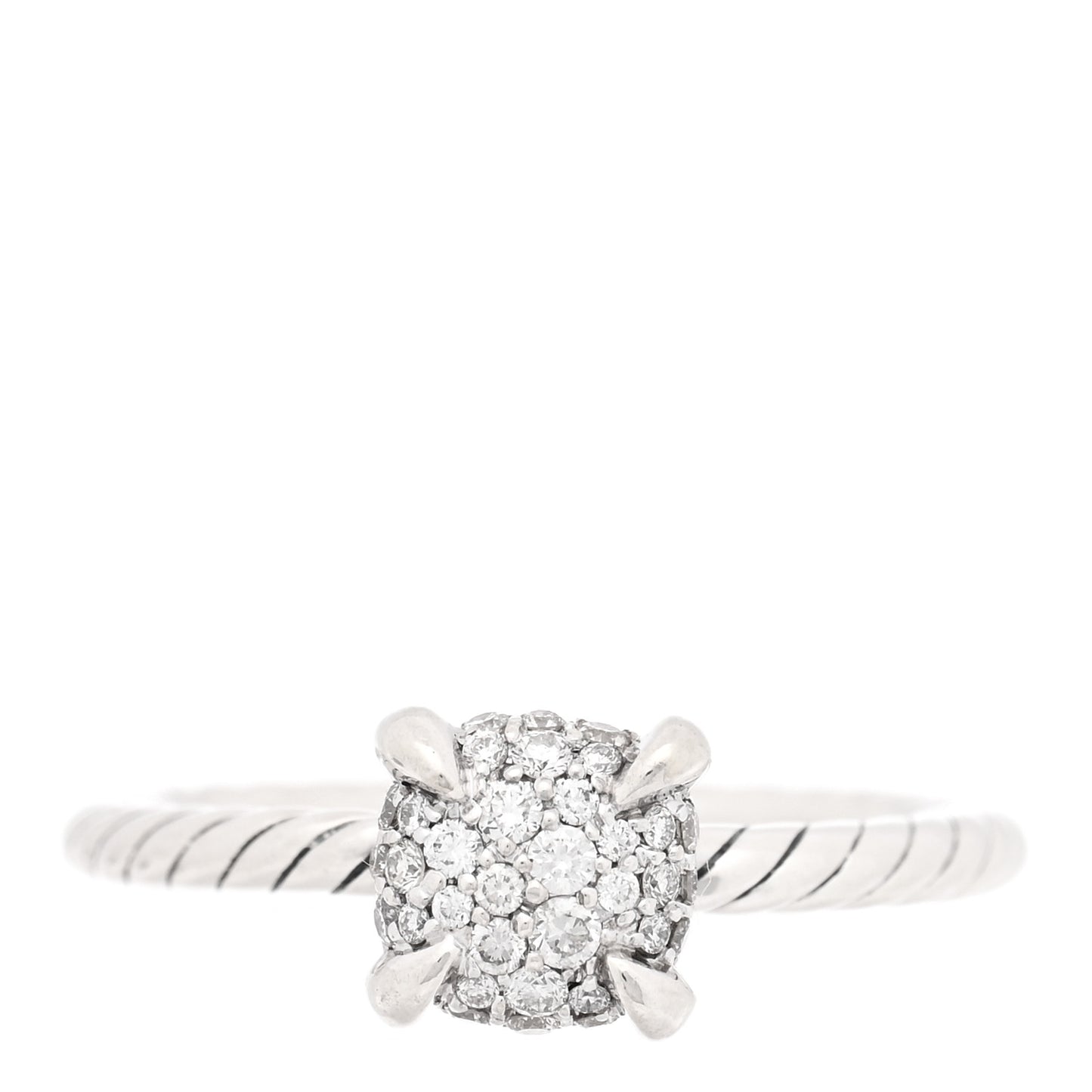 Sterling Silver Diamond 7mm Petite Chatelaine Pave Ring 51 5.75