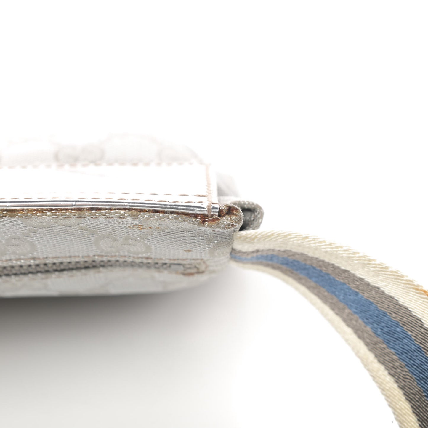 GG Monogram Web Double Pocket Belt Bag Silver