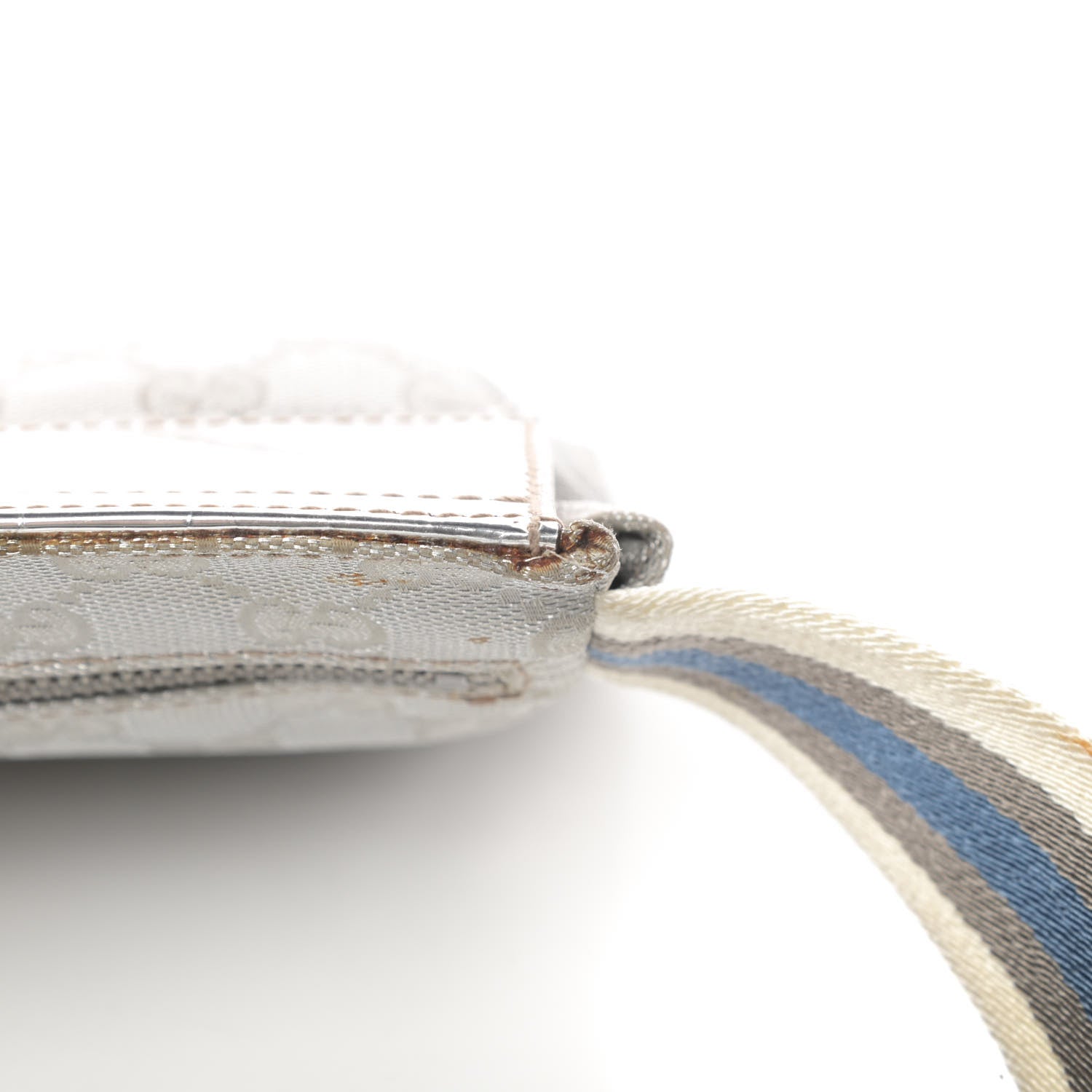 Gucci GG Monogram Web Double Pocket Belt Bag Silver 15 of 17