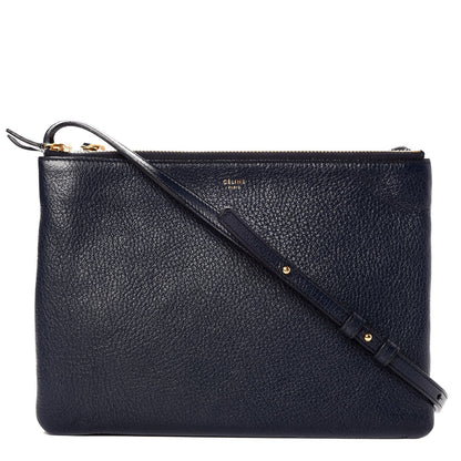 Celine Goatskin Large Trio Crossbody Bag Dark Blue 1 of 10