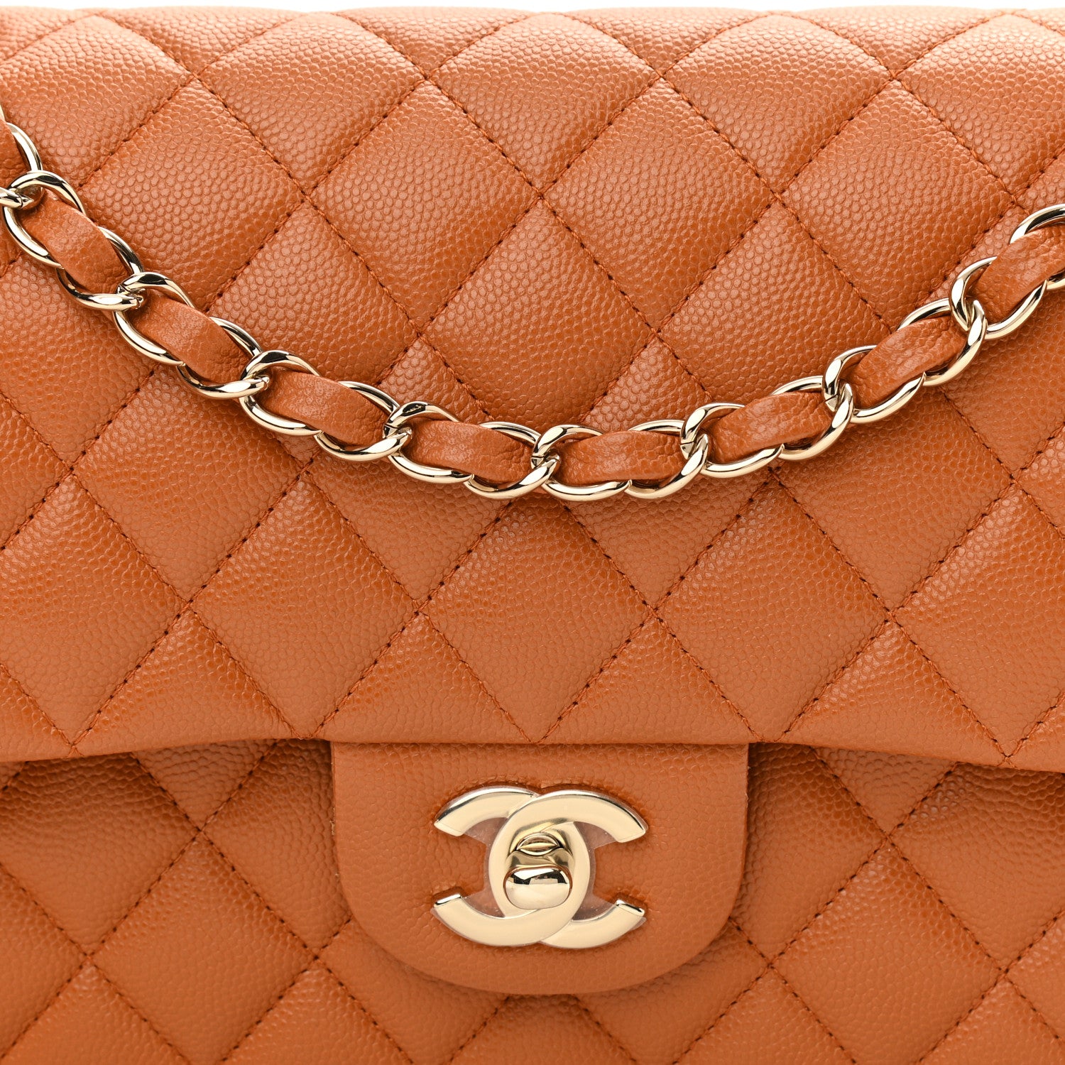 Chanel Caviar Quilted Medium Double Flap Light Brown 8 of 10