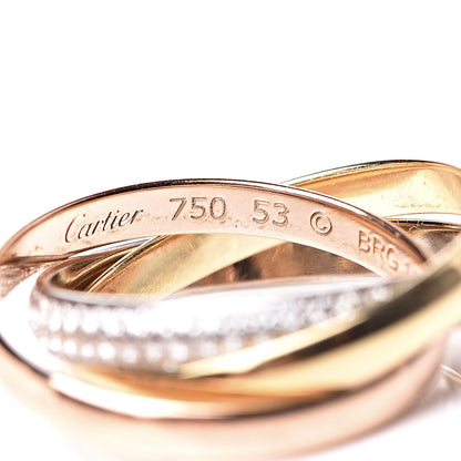 Cartier 18K White Yellow Pink Gold Diamond Small Trinity Paved Ring 53 6.25 10 of 12