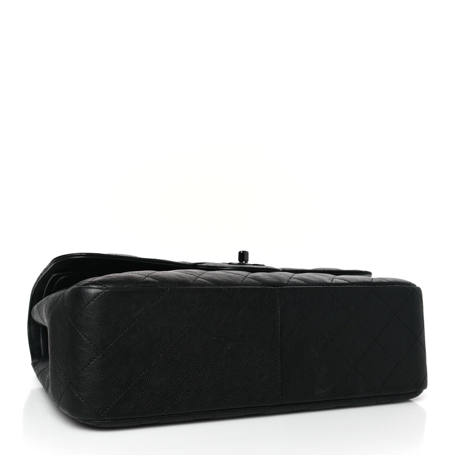 Chanel Crumpled Calfskin Quilted Jumbo Double Flap So Black 4 of 9