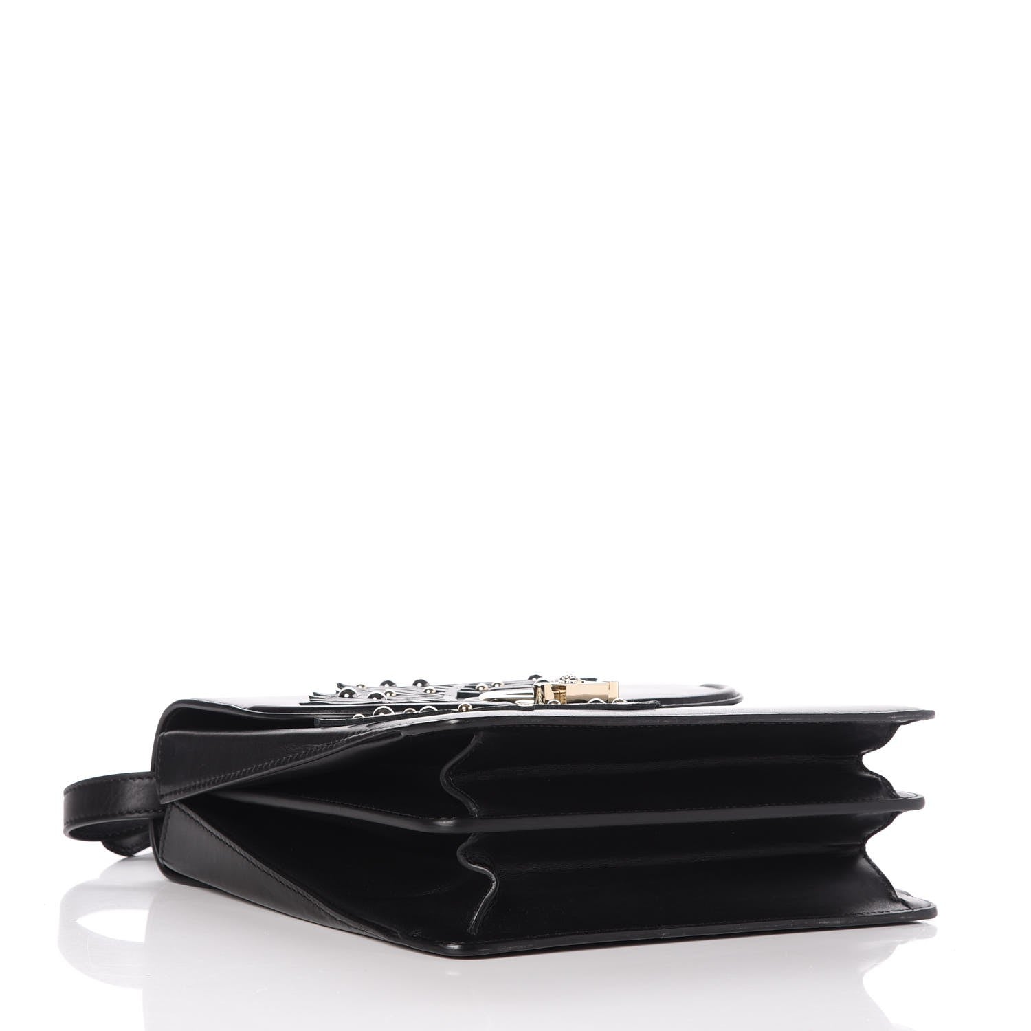 Versace Calfskin Leaf Medium DV One Satchel Black 5 of 10