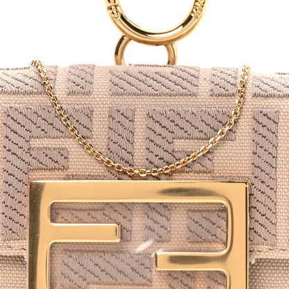 Fendi Canvas Vitello King FF Embroidered Nano Maxi Buckle Baguette Charm Nuvola 8 of 10