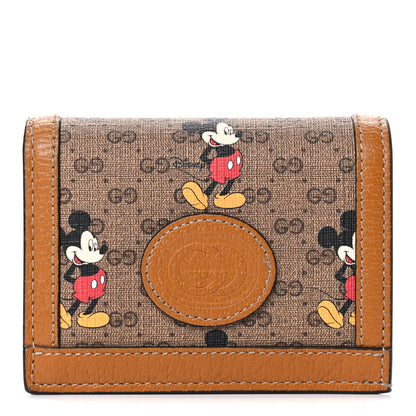 Gucci X DISNEY Mini Vintage GG Supreme Monogram Mickey Mouse Card Holder Wallet Beige Vintage Sun Oil 1 of 11