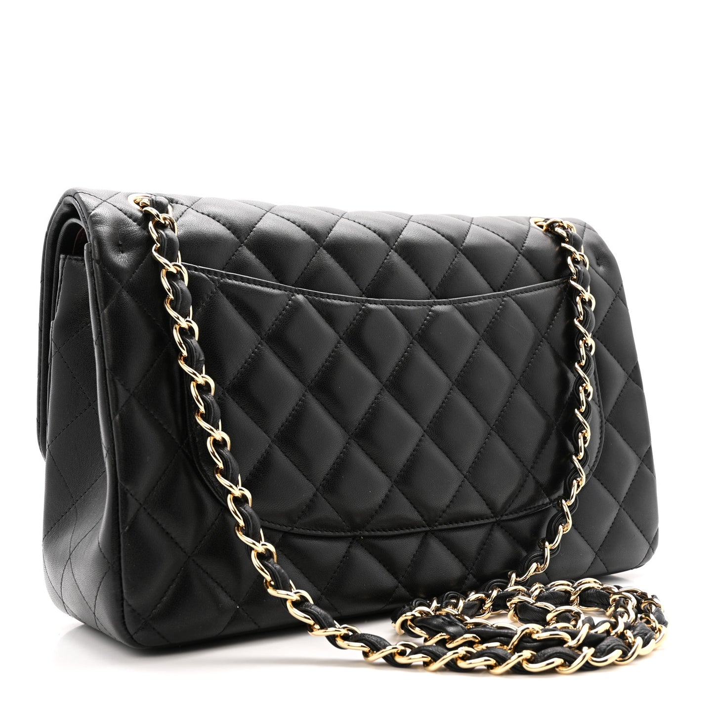 Lambskin Quilted Jumbo Double Flap Black
