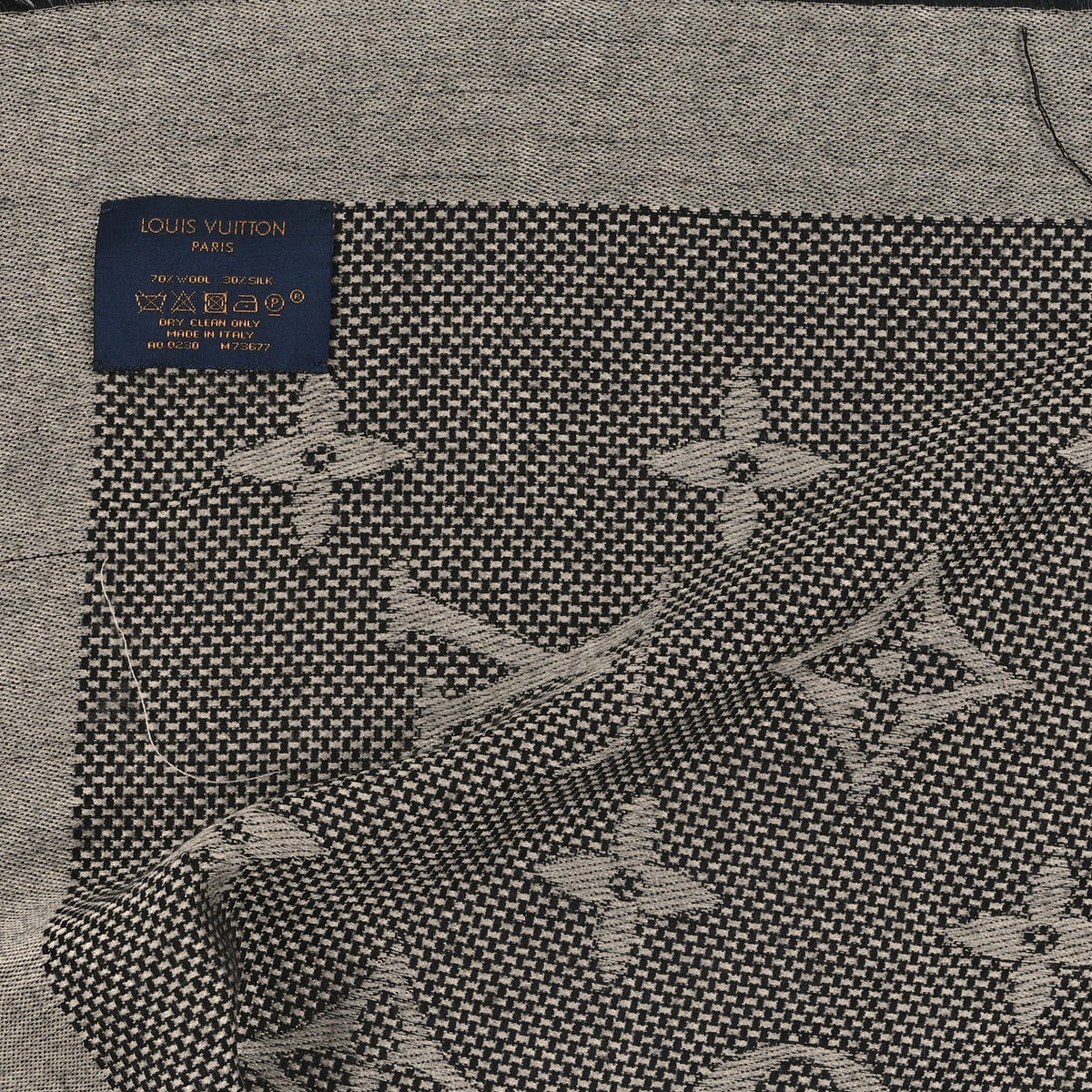 Louis Vuitton Wool Silk Monogram Neo Natte Shawl Black 3 of 3