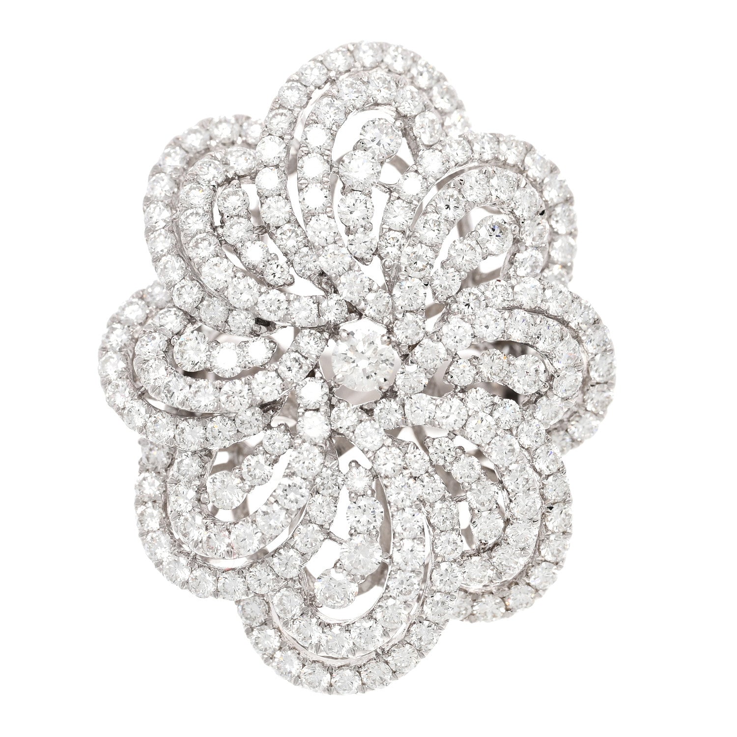 Parker & West by FASHIONPHILE 18K White Gold Diamond 5.85ctw Flower Cocktail Ring 54 7 1 of 5