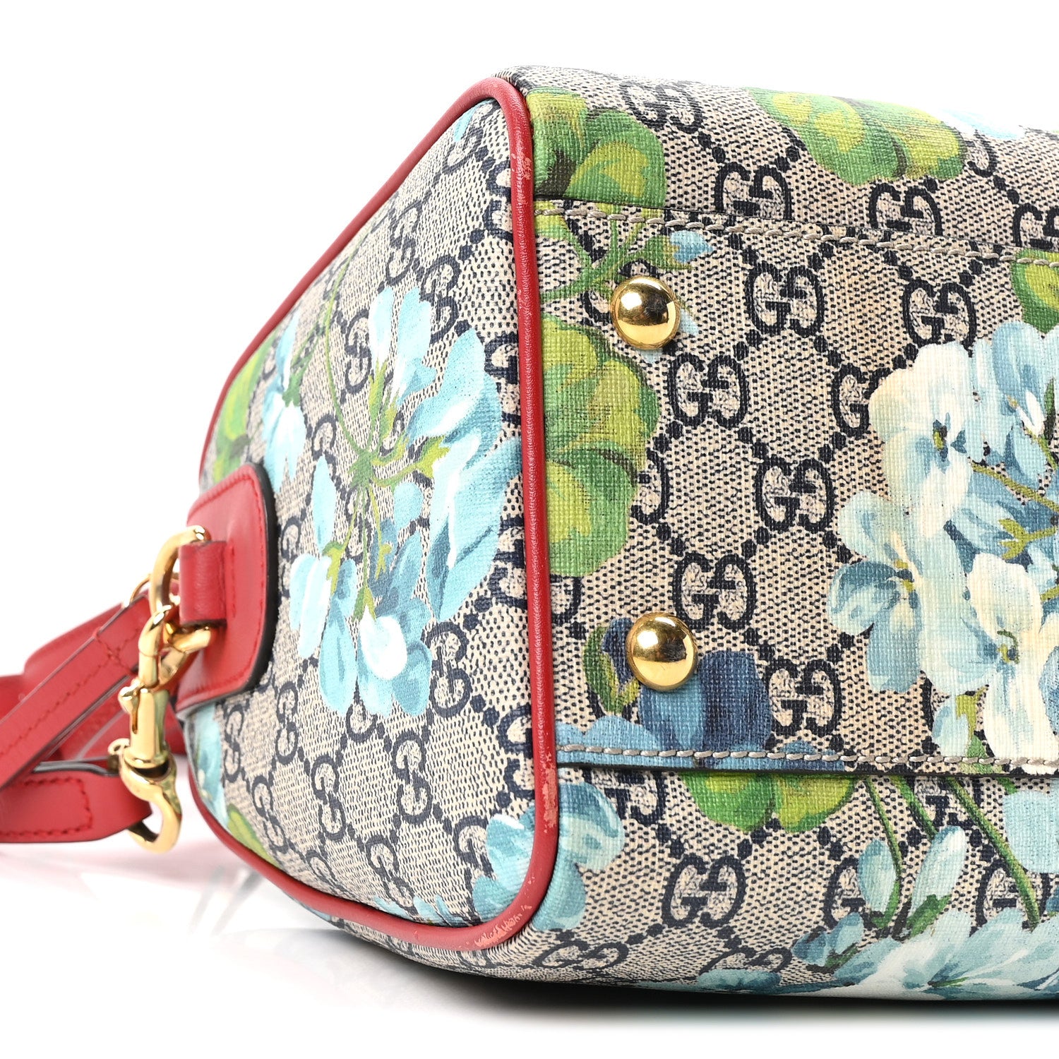 Gucci GG Supreme Monogram Blooms Small Boston Beige Blue Navy Hibiscus Red 8 of 10