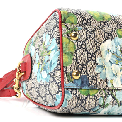 Gucci GG Supreme Monogram Blooms Small Boston Beige Blue Navy Hibiscus Red 8 of 10