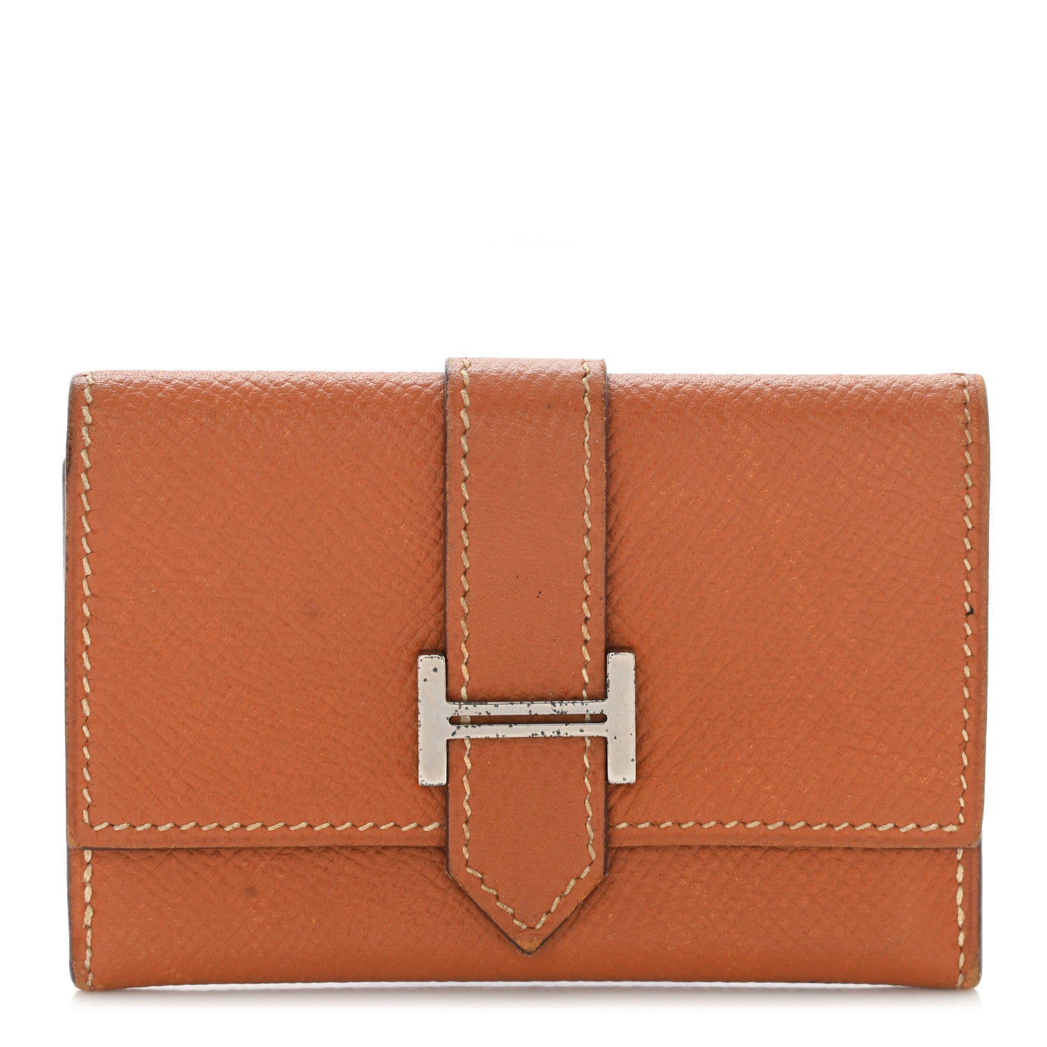 Hermes Epsom Bearn Card Case Wallet Gold 1 of 11