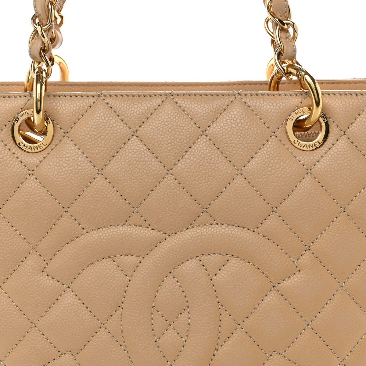 Chanel Caviar Quilted Grand Shopping Tote GST Beige 9 of 13