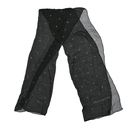 Louis Vuitton Silk Sheer Monogram Scarf Black 2 of 5