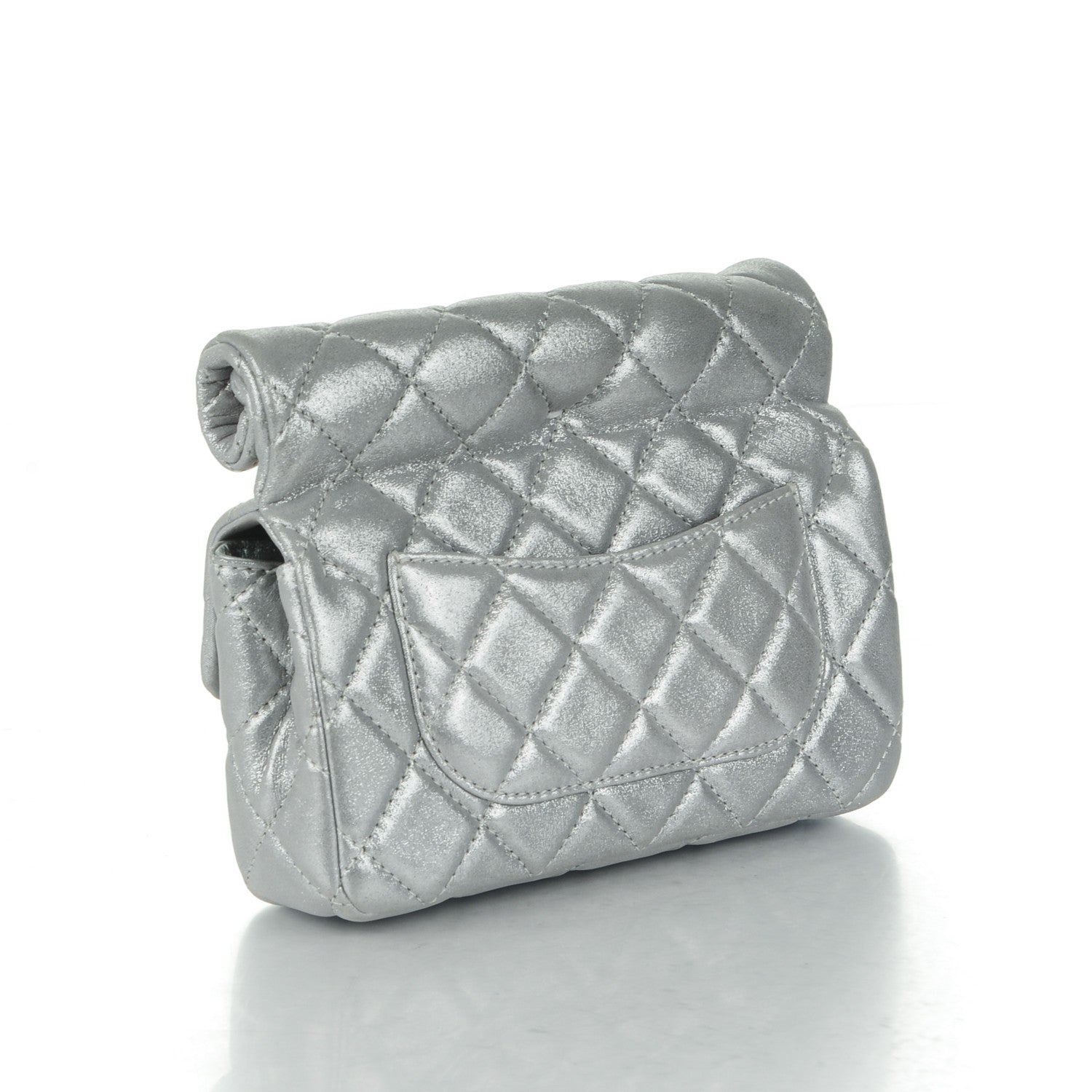 Chanel Iridescent Calfskin Quilted Small Roll Reissue Clutch Silver 3 of 8