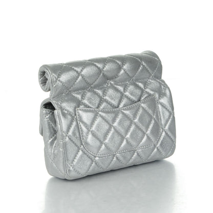 Chanel Iridescent Calfskin Quilted Small Roll Reissue Clutch Silver 3 of 8