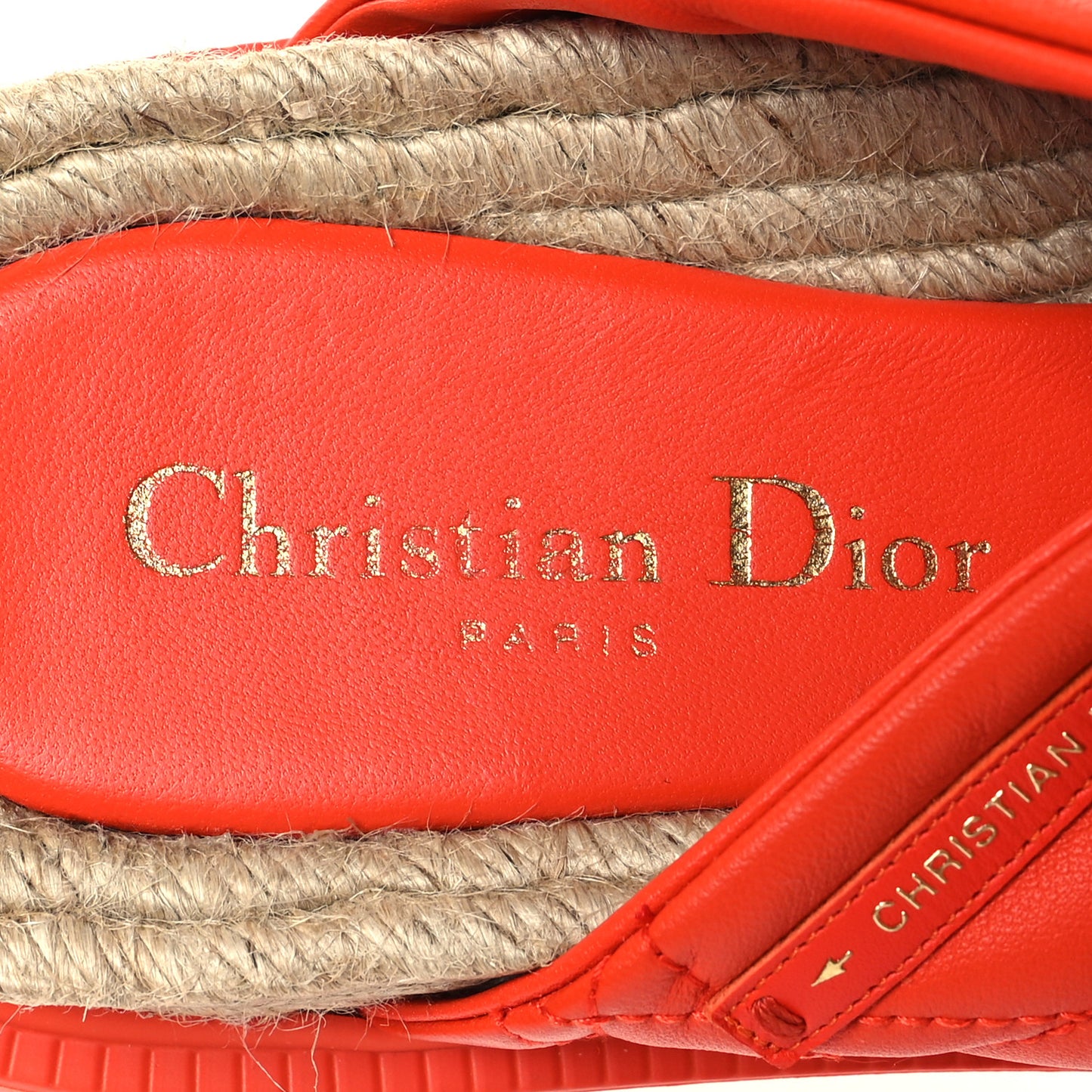 Calfskin Cannage Dtwist Espadrille Platform Sandals 38 Orange