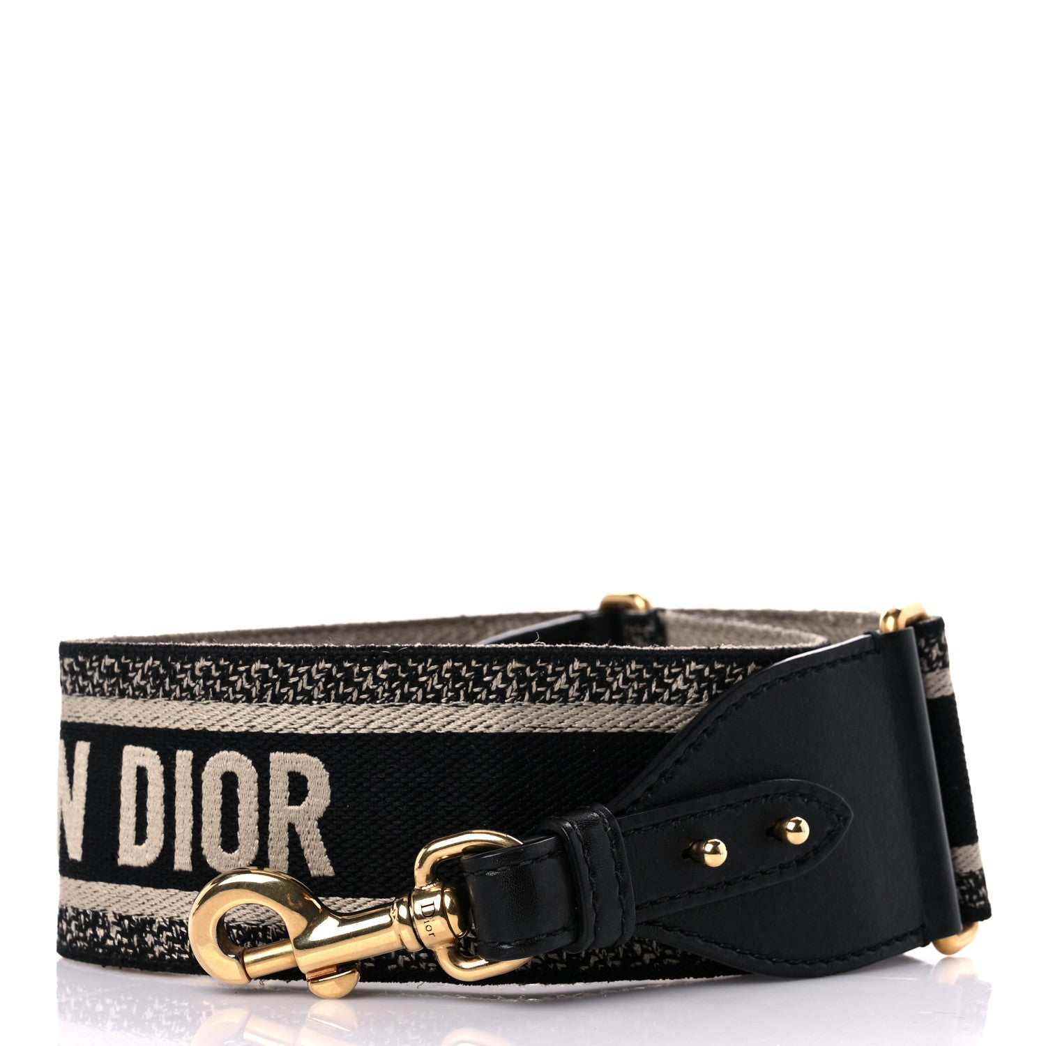 Christian Dior Canvas Embroidered Shoulder Strap Black 1 of 8