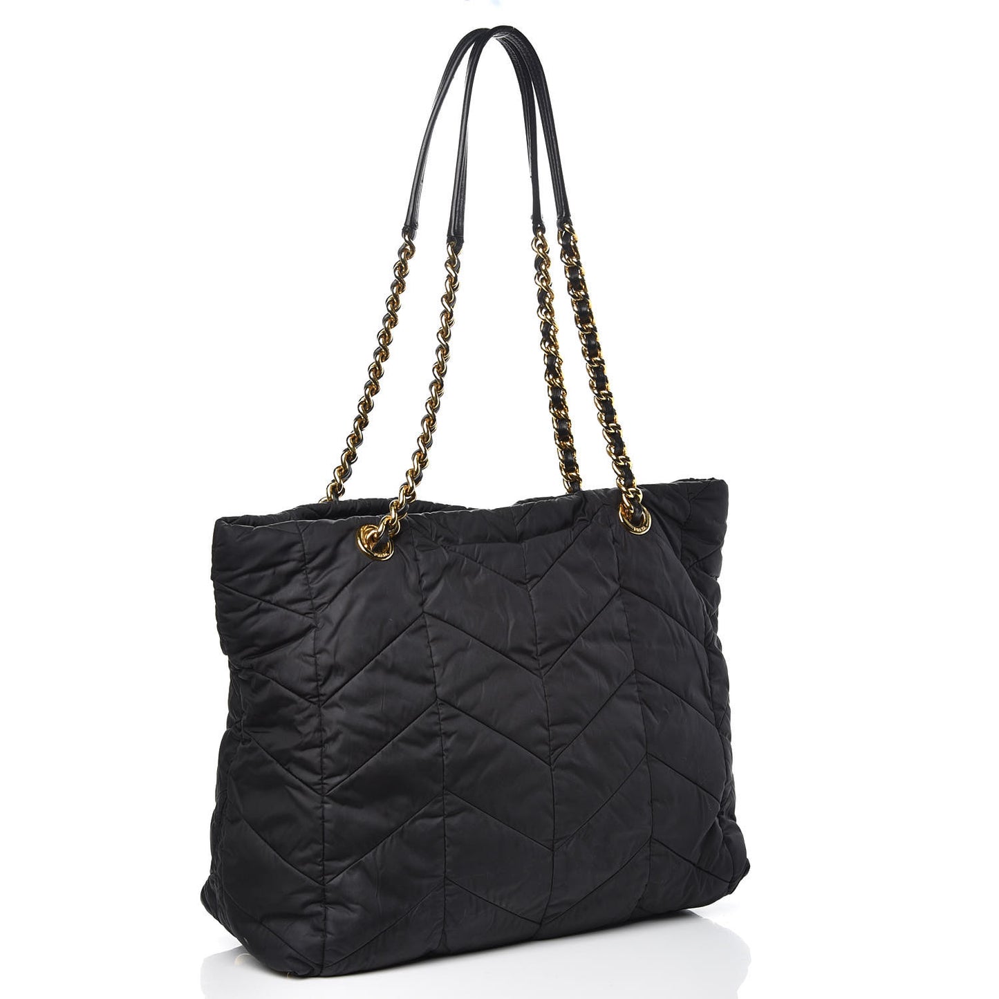 Tessuto Nylon Chevron Quilted Tote Black